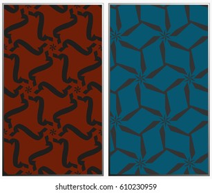 Vector monochrome seamless patterns set, abstract geometric texture. Ornament for interior design. Repeating abstract background with chaotic strokes.