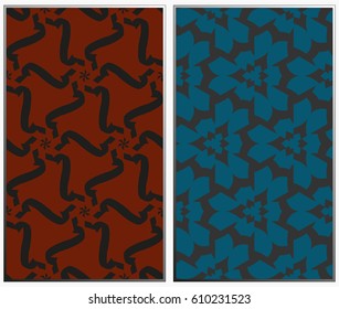 Vector monochrome seamless patterns set, abstract geometric texture. Ornament for interior design. Repeating abstract background with chaotic strokes.