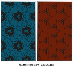 Vector monochrome seamless patterns set, abstract geometric texture. Ornament for interior design. Repeating abstract background with chaotic strokes.