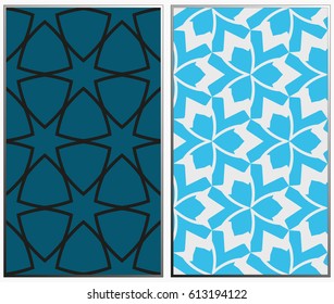 Vector monochrome seamless patterns set, abstract geometric texture. Ornament for interior design. Repeating abstract background with chaotic strokes.