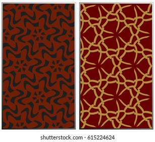 Vector monochrome seamless patterns set, abstract geometric texture. Ornament for interior design. Repeating abstract background with chaotic strokes.