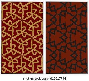 Vector monochrome seamless patterns set, abstract geometric texture. Ornament for interior design. Repeating abstract background with chaotic strokes.