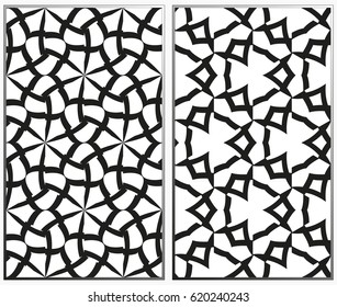 Vector monochrome seamless patterns set, abstract geometric texture. Ornament for interior design. Repeating abstract background with chaotic strokes.