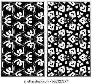 Vector monochrome seamless patterns set. Abstract background. Geometric seamless pattern in modern stylish. Vector seamless pattern