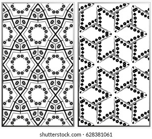 Vector monochrome seamless patterns set. Abstract background. Geometric seamless pattern in modern stylish. Vector seamless pattern
