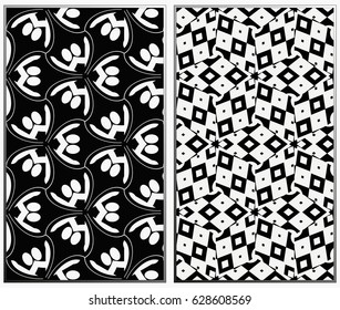 Vector monochrome seamless patterns set. Abstract background. Geometric seamless pattern in modern stylish. Vector seamless pattern