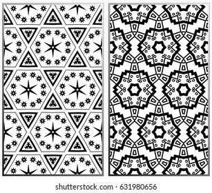 Vector monochrome seamless patterns set. Abstract background. Geometric seamless pattern in modern stylish. Vector seamless pattern