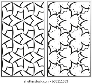 Vector monochrome seamless patterns set, abstract geometric texture. Ornament for interior design. Repeating abstract background with chaotic strokes.