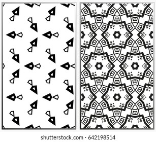 Vector monochrome seamless patterns set. Abstract background. Geometric seamless pattern in modern stylish. Vector seamless pattern