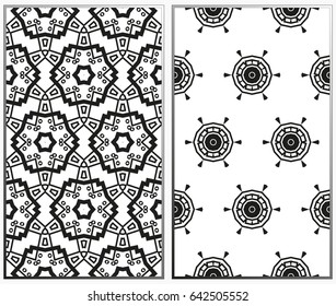 Vector monochrome seamless patterns set. Abstract background. Geometric seamless pattern in modern stylish. Vector seamless pattern