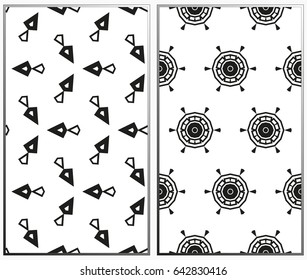 Vector monochrome seamless patterns set. Abstract background. Geometric seamless pattern in modern stylish. Vector seamless pattern