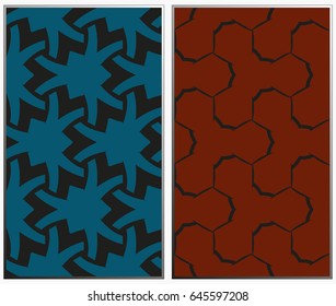 Vector monochrome seamless patterns set, abstract geometric texture. Ornament for interior design. Repeating abstract background with chaotic strokes.