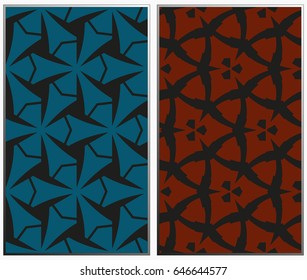 Vector monochrome seamless patterns set, abstract geometric texture. Ornament for interior design. Repeating abstract background with chaotic strokes.