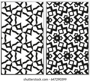 Vector monochrome seamless patterns set, abstract geometric texture. Ornament for interior design. Repeating abstract background with chaotic strokes.