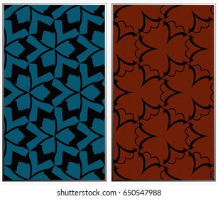 Vector monochrome seamless patterns set, abstract geometric texture. Ornament for interior design. Repeating abstract background with chaotic strokes.