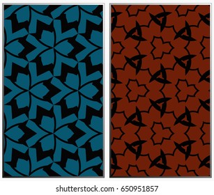 Vector monochrome seamless patterns set, abstract geometric texture. Ornament for interior design. Repeating abstract background with chaotic strokes.