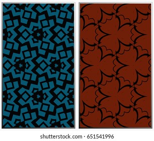 Vector monochrome seamless patterns set, abstract geometric texture. Ornament for interior design. Repeating abstract background with chaotic strokes.