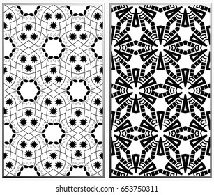 Vector monochrome seamless patterns set. Abstract background. Geometric seamless pattern in modern stylish. Vector seamless pattern