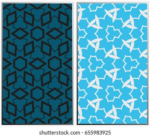 Vector monochrome seamless patterns set, abstract geometric texture. Ornament for interior design. Repeating abstract background with chaotic strokes.