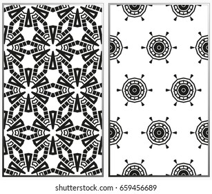 Vector monochrome seamless patterns set. Abstract background. Geometric seamless pattern in modern stylish. 