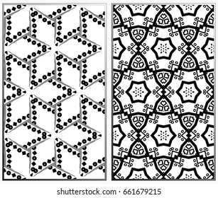 Vector monochrome seamless patterns set. Abstract background. Geometric seamless pattern in modern stylish. Vector seamless pattern