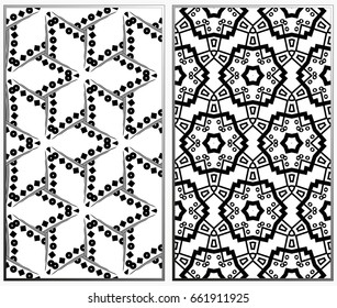 Vector monochrome seamless patterns set. Abstract background. Geometric seamless pattern in modern stylish. Vector seamless pattern