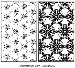 Vector monochrome seamless patterns set. Abstract background. Geometric seamless pattern in modern stylish. Vector seamless pattern