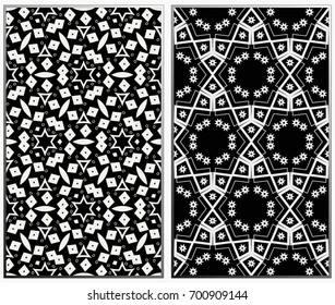 Vector monochrome seamless patterns set. Abstract background. Geometric seamless pattern in modern stylish. Vector seamless pattern