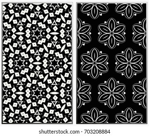 Vector monochrome seamless patterns set. Abstract background. Geometric seamless pattern in modern stylish. Vector seamless pattern