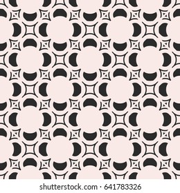 Vector monochrome seamless texture, moroccan style pattern with floral figures, mosaic tiles. Abstract geometric background. Oriental design for decor, covers, prints, textile, ceramic, fabric, cloth