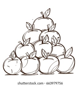Vector monochrome set of apples isolated on white background