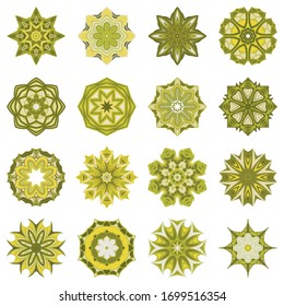 Vector Monochrome Set of Mandalas. Round Abstract Objects Isolated On White Background. Ethnic Decorative Element