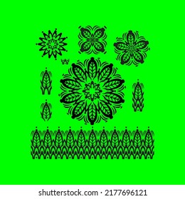 Vector Monochrome Set of Mandalas. Round Abstract Objects Isolated On Background. Ethnic Decorative Element