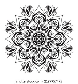 Vector Monochrome Set of Mandalas. Round Abstract Objects Isolated On White Background. Ethnic Decorative Element
