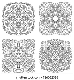 Vector Monochrome Set of Squares. Abstract Object Isolated On White Background. Ethnic Decorative Element