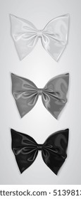 Vector Monochrome Silk Bows Set