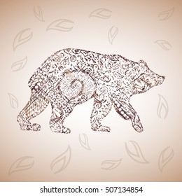 Vector monochrome sketch bear