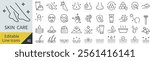 Vector Monochrome Skincare Line Art Icon Set