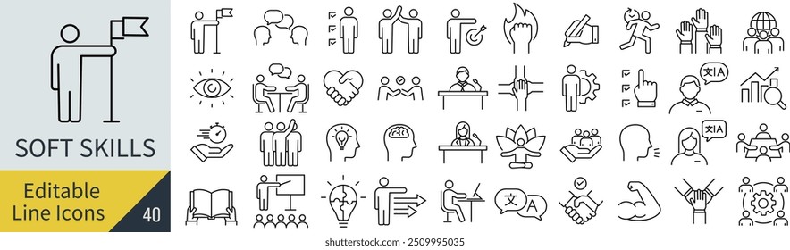 Vektorsymbol für einfarbige Soft Skills