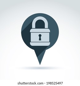 Vector monochrome speech bubble with a padlock isolated on white background. Conceptual privacy icon.  Conversation on protection theme.