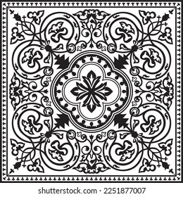 Vector monochrome square Byzantine ornament. Tiles of ancient Greece and the Eastern Roman Empire. Decoration of the Russian Orthodox Church.
