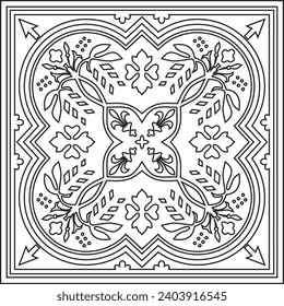 Vector monochrome square European ornament. Classic pattern of Ancient Greece, Roman Empire. Suitable for sandblasting, plotter and laser cutting.