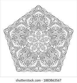 Vector Monochrome Star. Ethnic Decorative Element. Abstract Object Isolated On White Background