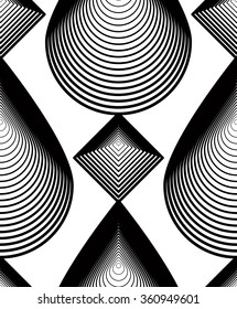 Vector monochrome stripy endless pattern, art continuous geometric background with graphic lines.