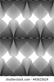 Vector monochrome stripy endless pattern, art continuous geometric background with graphic lines.