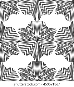 Vector monochrome stripy endless pattern, art continuous geometric background with graphic lines.