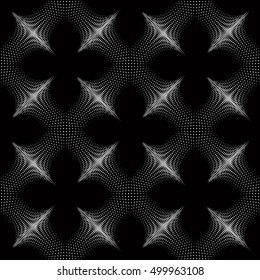 Vector monochrome stripy illusive endless pattern, art continuous geometric background with graphic lines and geometric figures. Kaleidoscope illustration.