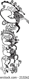 Vector monochrome tattoo of the Altai princess. Wearable drawings of ancient Scythians, Saks.
