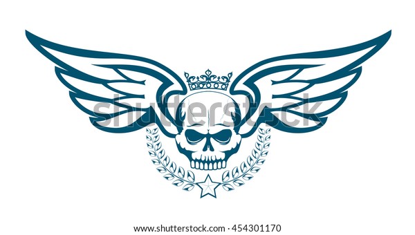 Vector Monochrome Tattoo Logo Crowned Skull Stock Vector (royalty Free 