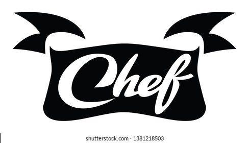 Vector monochrome template with calligraphic lettering Chef.
